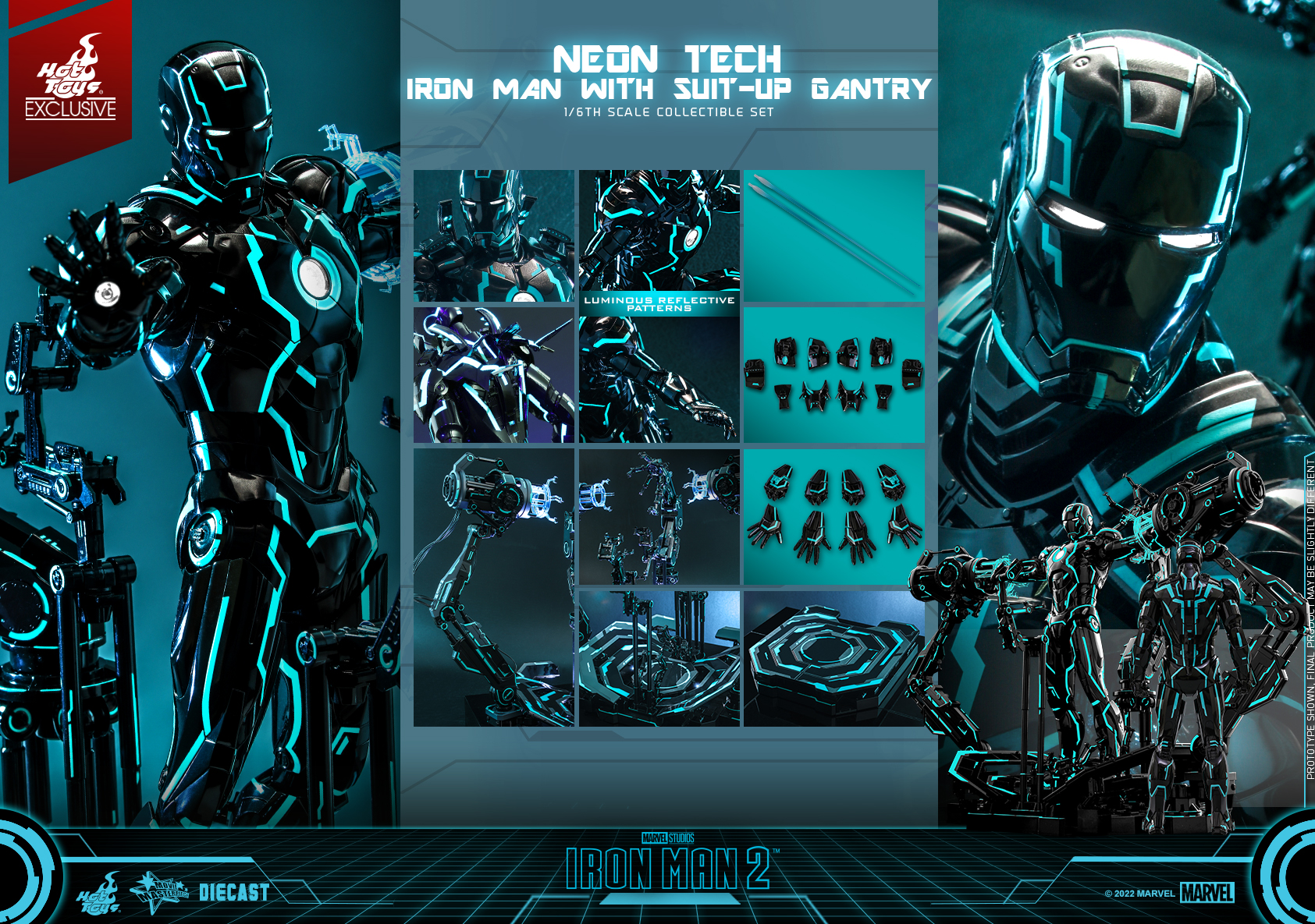 Hot Toys - IM2 - Neon Tech Iron Man with Suit Up Gantry_PR18